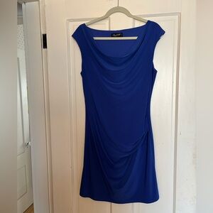 ABS Allen Schwartz Royal Blue Draped Sheath Dress